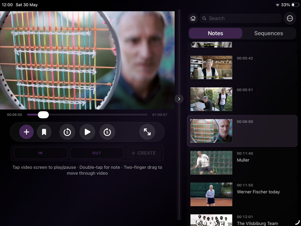 ReelNotes Mobile iPad capture workspace