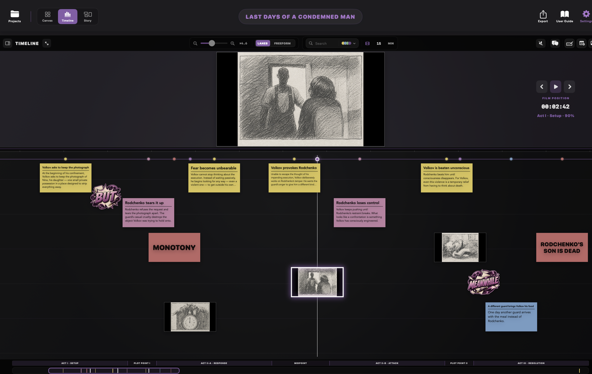 ReelWriter Timeline view
